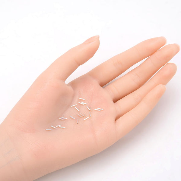 100pcs Tarnish Resistant Small Tiny Straight Tubes, Sterling Silver Plated Brass, 5x1mm, Hole ID 0.6mm, BF30-1