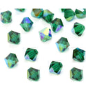 100pcs Preciosa Faceted Bicone Crystal Beads, Emerald AB, Size Selections: 3mm/4mm/6mm