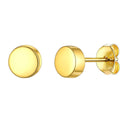 1 Pair 18K Yellow Gold Plated 925 Sterling Silver Stud Earrings, Circle Disc Round Dot Ear Studs, Small Tiny, SSE96-2