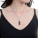 1pc Natural Brown Yellow Tiger Eye Gemstone Pendant Necklace, 18 Inch Surgical Stainless Steel Chain, GGP-E1