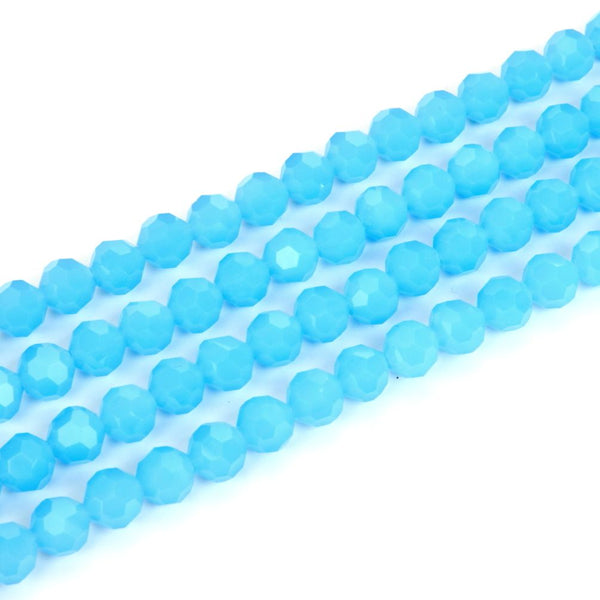 200pcs Creative Club Faceted Round Crystal Glass Beads, Blue Turquoise Opal, 6mm (0.24 inch), Hole ID 1mm, CC2R631