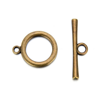 Adabele 20 Sets Smooth Round Toggle Clasp, T-Bar Jewelry Closure, 20.8mm (0.82 Inch), Tarnish Resistant Antique Bronze, MC-AF54