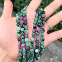 Natural Ruby Zoisite Gemstone Oval Tumbled Pebble Beads, Irregular, 5mm to 8mm, Hole ID 1mm, 15 Inch/1 Strand, GZ11-78