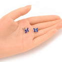 1 Pair 925 Sterling Silver September Birthstone Butterfly Stud Earrings, 10mm, Cubic Zirconia CZ Blue Sapphire Stone, SSE83-9