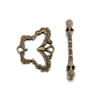Adabele 20 Sets Butterfly Toggle Clasp, T-Bar Jewelry Closure, 28mm (1.1 Inch), Tarnish Resistant Antique Bronze, MC-AF59