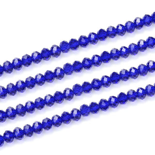 140pcs Creative Club Faceted Rondelle Crystal Glass Beads, Cobalt Blue, 8x6mm, Hole ID 1.1mm, CCR825