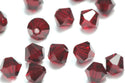 50pcs Preciosa Faceted Bicone Crystal Beads, Siam Red, 6mm, Hole ID 1mm, Pre-B605