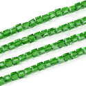 100pcs Creative Club Faceted Cube Crystal Glass Beads, Peridot Green, 8mm, Hole ID 1mm, CCC816
