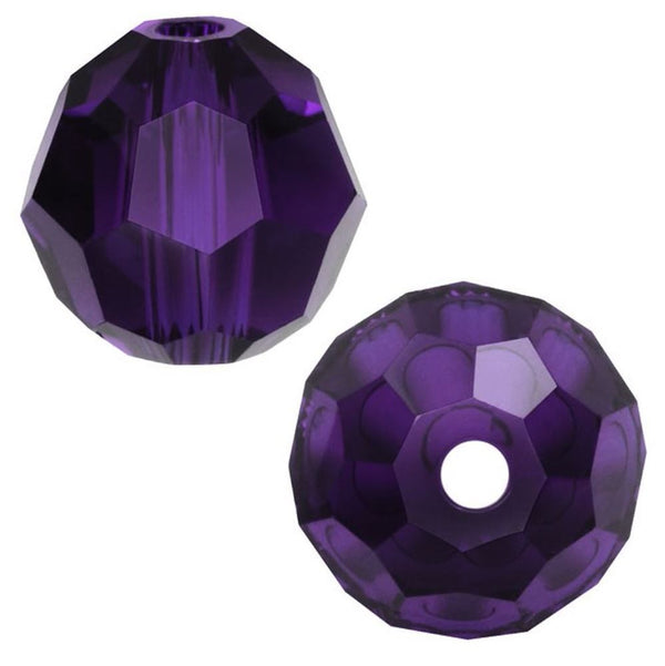 50pcs Adabele Austrian Faceted Round Crystal Beads #5000, Purple Velvet, Size Selections: 4mm/6mm/8mm/10mm