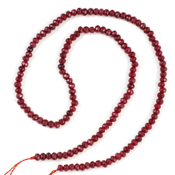 Natural Garnet Red Quartz Gemstone Faceted Rondelle Beads, 4x2mm/Small, Hole ID 0.9mm, 14 Inch/1 Strand, GH1R-3