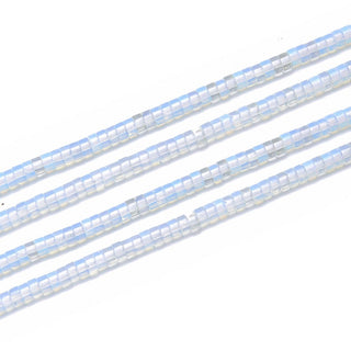 Lab Created White Opal Gemstone Heishi Tube Rondelle Beads, 4x2mm/Small, Hole ID 0.9mm, 14.5 Inch/1 Strand, GH-C33