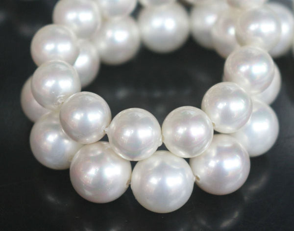 AAA Grade Natural Shell Pearl Round Beads, Freshwater Mother Of Pearl Nacre, Pearl White, 1 Strand/15 Inch, Size Selections: 4mm/6mm/8mm/10mm