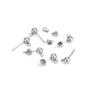 100pcs 304 Surgical Stainless Steel Ball Earring Posts with Open Ring & Earnut Backs (3mm/4mm/5mm)