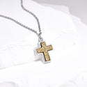 1pc Natural Druzy Crystal Pendant Necklace, Gold Cross Drop Small Gemstone Pendant, 18 inch Stainless Steel Surgical Chain, GGP19-1