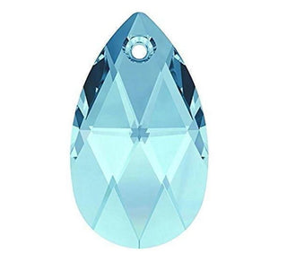 20pcs Creative Club Faceted Crystal Glass Pear Chandelier Pendant Drops, March Aquamarine Blue Birthstone, 22x13mm Large, Hole ID 1mm, CCE-10