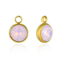 10pcs Grade A October Pink Opal Birthstone Charm Drops, 18K Yellow Gold Plated Stainless Steel, Tarnish Resistant, 6mm, CCP33-10