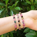 1 Strand Stretch Natural Multi-color Tourmaline Free Form Gemstone Bracelet, 5-8mm Small Beads, Length Selections: 7 inch/7.5 inch