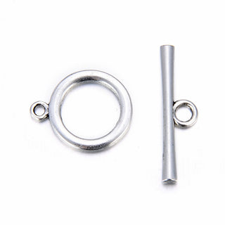 Adabele 20 Sets Smooth Round Toggle Clasp, T-Bar Jewelry Closure, 20.8mm (0.82 Inch), Antique Silver, MC-AF4