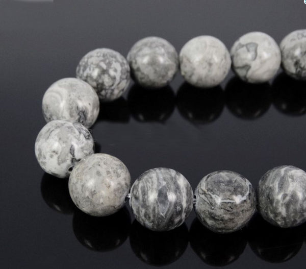 Natural Landscape Jasper Gemstone Round Beads, 1 Strand/15 Inch, Size Selections: 4mm/6mm/8mm/10mm