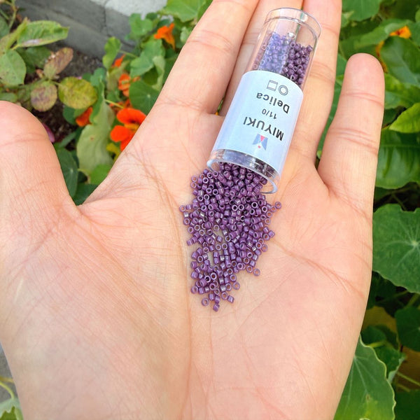 30g Miyuki Delica 11/0 Seed Beads, Duracoat Opaque Dark Purple DB2360