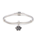 1pc Cute Solid 925 Sterling Silver Dog Paw Charm Dangle Bead, Compatible with Pandora All Other Charm Bracelets, EC2-A3D