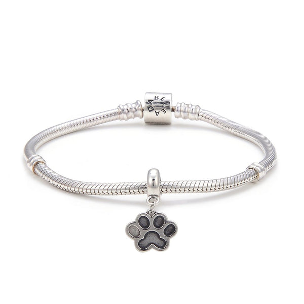1pc Cute Solid 925 Sterling Silver Dog Paw Charm Dangle Bead, Compatible with Pandora All Other Charm Bracelets, EC2-A3D