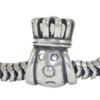 Cute Real Solid Sterling Silver Dog Charm with Crown Bead, Compatible with Pandora All Other...