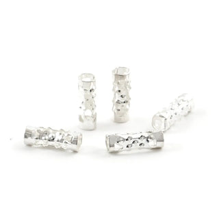 100pcs Large Hole Filigree Tube Beads, Sterling Silver Plated Brass, Size Selections: 8x3mm, 8x4mm
