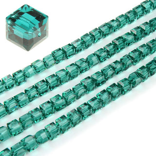 100pcs Creative Club Faceted Cube Crystal Glass Beads, Emerald Green, 8mm, Hole ID 1mm, CCC824