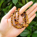 1 Strand Stretch Natural Yellow Tiger Eye Free Form Gemstone Bracelet, 5-8mm Small Beads, Length Selections: 7 inch/7.5 inch