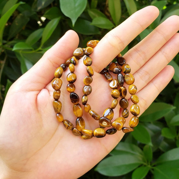 1 Strand Stretch Natural Yellow Tiger Eye Free Form Gemstone Bracelet, 5-8mm Small Beads, Length Selections: 7 inch/7.5 inch