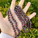 Adabele Premium 108 Mala Bead Red Tassel Necklace, 8mm Natural Garnet Gemstone, Tibetan Buddhist Japa Prayer Beaded Jewelry RGN8