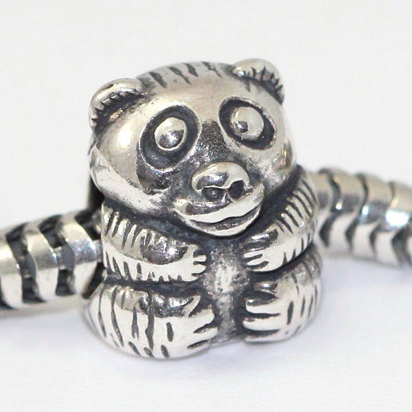 1pc Cute Real Solid Sterling Silver Teddy Bear Charm Bead, Compatible with Pandora All Other Charm Bracelets, EC648