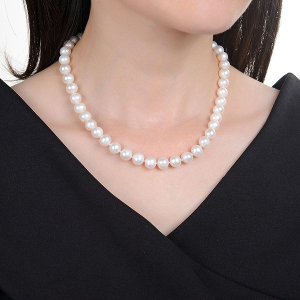 Natural Grade AA+ Potato Round White Cultured Freshwater Pearl Necklace, 8-9mm Pearl Strand, Length Selections: 16 inch/18 Inch