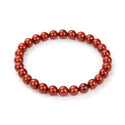 1 Strand Stretch Natural Grade A Red Jasper Beaded Gemstone Bracelet, 6mm Beads, Length Selections: 7 inch/7.5 inch/8 inch