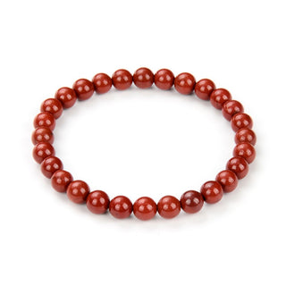 1 Strand Stretch Natural Grade A Red Jasper Beaded Gemstone Bracelet, 6mm Beads, Length Selections: 7 inch/7.5 inch/8 inch