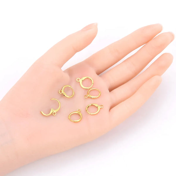 50pcs Raw Brass Round Huggies, Leverback Earring Hooks, Open Jump Ring, 14mm, Unplated/Uncoated, CX262
