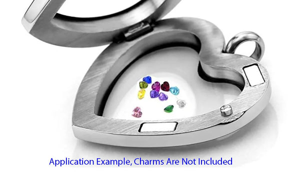 1pc Living Memory Floating Locket Necklace, 30mm Heart Glass Open Pendant, 28 Inch Stainless Steel Chain, MCL286