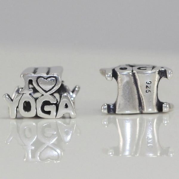 1pc Solid 925 Sterling Silver Love Yoga Charm Health Awareness Bead, Compatible with Pandora All Other Charm Bracelet, EC369