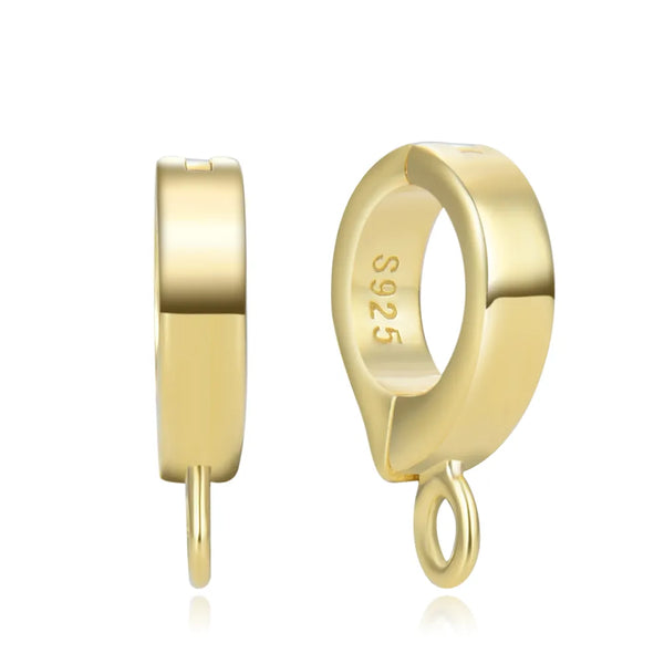 2pcs 925 Sterling Silver Hinged Bails, Pendant Connectors, Real 18K Yellow Gold Plated, 12.5mm, SS95-2