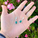 2pcs Clip On Dangle May Emerald Green Birthstone Charm Drops, Tarnish Resistant, Sterling Silver Plated Lobster Clasp, BL7-5