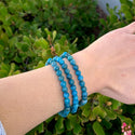 1 Strand Stretch Natural Blue Apatite Beaded Gemstone Bracelet, 6mm Beads, Length Selections: 7 inch/7.5 inch/8 inch