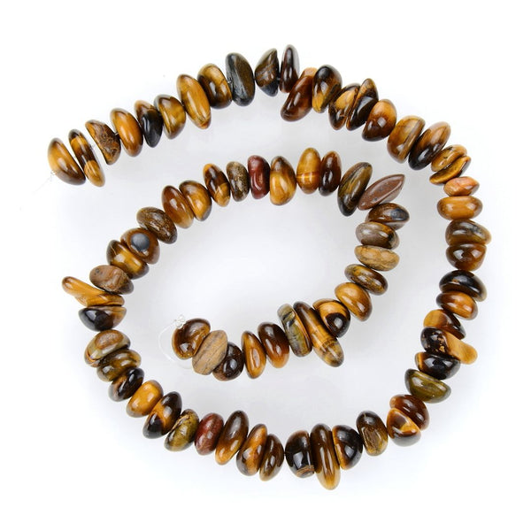 Natural Gold Tigers Eye Gemstone Smooth Tumbled Pebble Beads, Irregular, 8mm-10mm, Hole ID 1mm, 1 Strand/15 Inch, GZ3-1