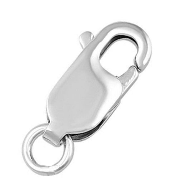 20pcs Rectangle Lobster Claw Clasp, Closed Jump Ring, Sterling Silver Plated Brass, Size Selections: 12mm/14mm
