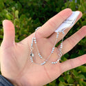 1pc 925 Sterling Silver 3.2mm Corrugated Moon Pattern Beaded Cable Chain Bracelet, Tarnish Resistant White Gold Plated, Length Selections: 7 inch/7.5 inch/8 inch