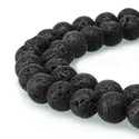 Natural Black Volcanic Lava Rock Gemstone Round Beads, 15 Inch/1 Strand, Size Selections: 4mm/6mm/8mm/10mm