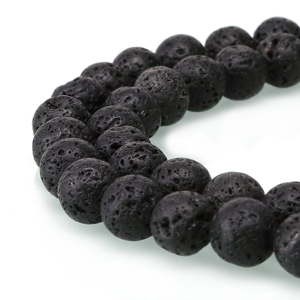 Natural Black Volcanic Lava Rock Gemstone Round Beads, 15 Inch/1 Strand, Size Selections: 4mm/6mm/8mm/10mm