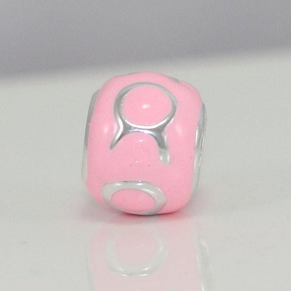 1pc 925 Sterling Silver Taurus Zodiac Sign Bead Charm Pink Enamel, Compatible with Pandora All Other Charm Bracelets, EC57