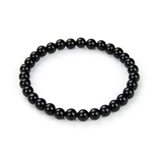 1 Strand Stretch Natural Black Agate Beaded Gemstone Bracelet, 6mm Beads, Length Selections: 7 inch/7.5 inch/8 inch