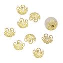 50pcs Tarnish Resistant Flower Filigree 10mm Bead Caps 18K Yellow Gold Plated Brass Bead End Cap, BF47-2
